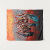 Lebende Vogelfedern Orange Türkis Südwestlich Wandteppich (Vorderseite (Horizontal))