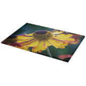 Lebendes Gelbes Helenium mit Lila Zentrum Schneidebrett (Ecke)