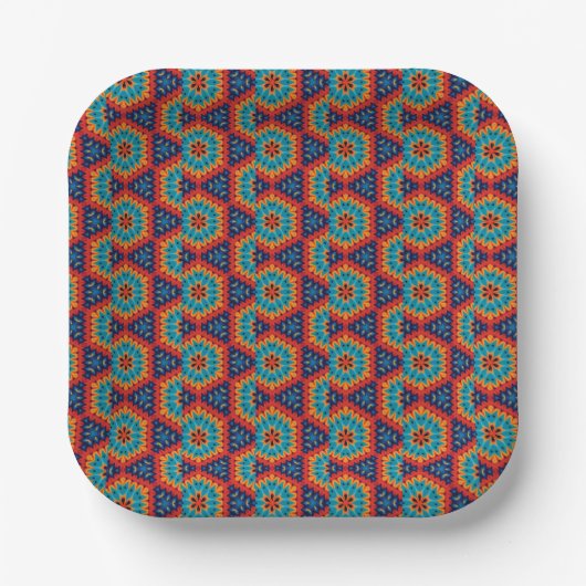 Lebendes geometrisches Kaleidoskop Pappteller (Vorderseite)