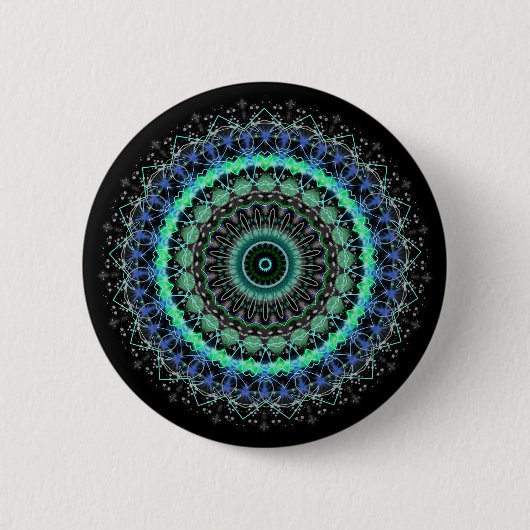Lebendes grünes Mandalakaleidoskop-Knopf-Button Button (Vorderseite)