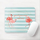Lebendes korallenrotes Flamingo-Aquarell-Gold Mousepad (Mit Mouse)