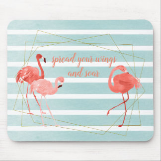 Lebendes korallenrotes Flamingo-Aquarell-Gold Mousepad