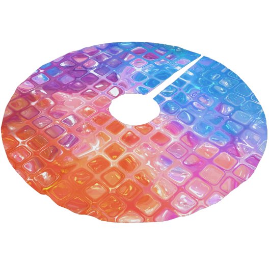 Lebendes Mosaik: mehrfarbiger Abstrakter Hintergru Polyester Weihnachtsbaumdecke (Schrägansicht)