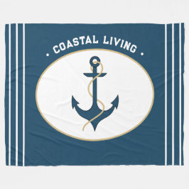 Lebendes nautisch-Aquamarin-blaues Ankerseil an de Fleecedecke