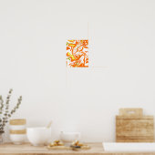 Lebendes Orange Fluid Abstrakt Poster (Küche)