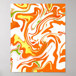 Lebendes Orange Fluid Abstrakt Poster