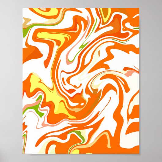 Lebendes Orange Fluid Abstrakt Poster (Vorne)