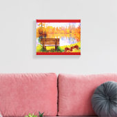 Lebendes Orange Garden Bench Herbst Farbe Herbstbl Leinwanddruck (Insitu (Wohnzimmer))