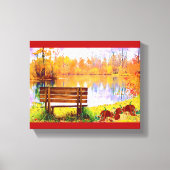 Lebendes Orange Garden Bench Herbst Farbe Herbstbl Leinwanddruck (Vorderseite)