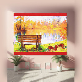 Lebendes Orange Garden Bench Herbst Farbe Herbstbl Leinwanddruck