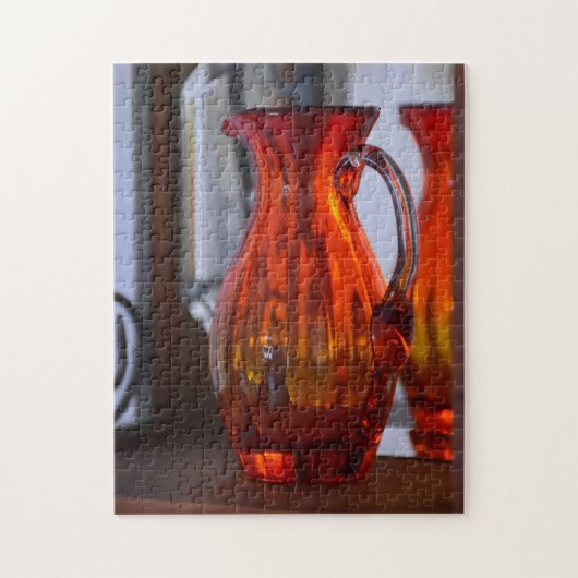 Lebendes Orange Glas Vase Pitcher fotografisch Puzzle (Vertikal)