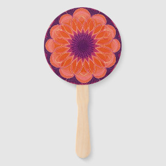Lebendes Orange mit Lila Kaleidoskop Fächer