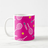 Lebendes pink-I-Liebe-Tennismuster Kaffeetasse (Links)