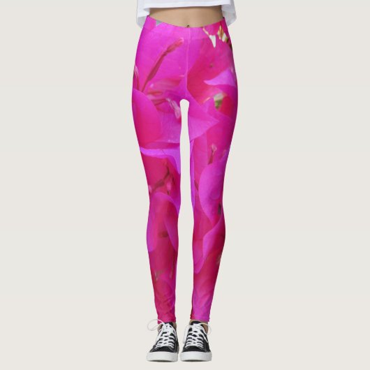 Lebendes rosa Azalea Blume Petals Blumenkohl Foto Leggings (Vorderseite)