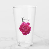 Lebendes rosafarbenes Peony-Blume Personalisiertes Glas (Vorderseite)