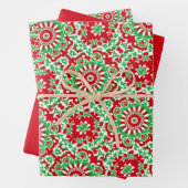 Lebendes rotes, grünes und weißes Muster Geschenkpapier Set (Beispiel)
