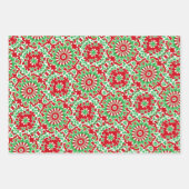 Lebendes rotes, grünes und weißes Muster Geschenkpapier Set (Vorderseite)
