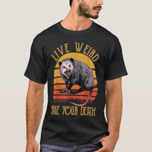 Lebendes seltsames Fake Tod Opossum Ugly Cat Possu T-Shirt