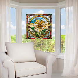 Lebendes Sonnenblumen Imitat aus festem Glas Fensteraufkleber