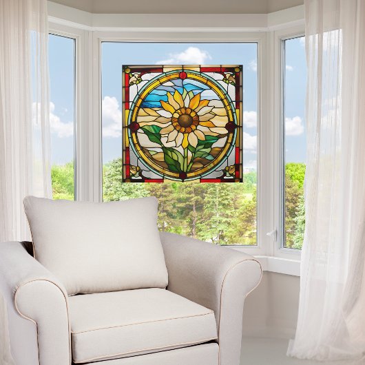 Lebendes Sonnenblumen Imitat aus festem Glas Fensteraufkleber