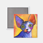 Lebendes Sphynx-Katze 3-Gemälde Magnet (Vorderseite/Rückseite)