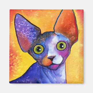 Lebendes Sphynx-Katze 3-Gemälde Magnet