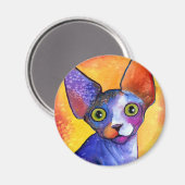 Lebendes Sphynx-Katze 3-Gemälde Magnet (Vorderseite/Rückseite)