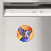 Lebendes Sphynx-Katze 3-Gemälde Magnet (In Situ (Geschirrspüler))