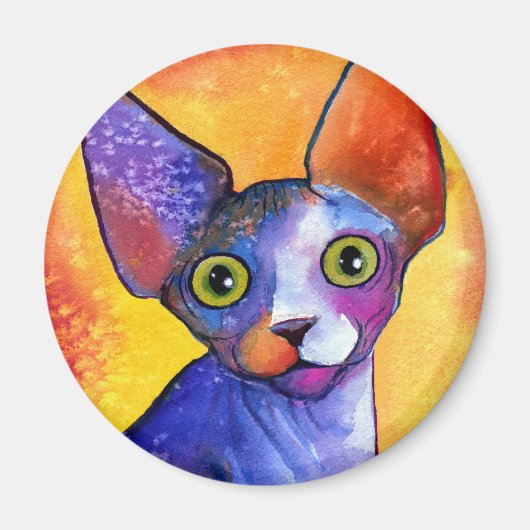 Lebendes Sphynx-Katze 3-Gemälde Magnet (Vorne)