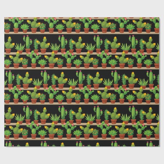 Lebendes Sukkulent- und Kaktuswrapping-Papier Geschenkpapier (Flach)