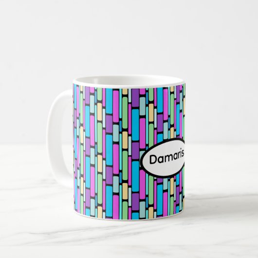 Lebendig Bunte Retro-Blöcke Kaffeetasse (Vorderseite Links)