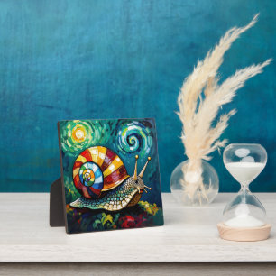 Lebendig Farbige Impasto Whimsical Schnecke Fotoplatte