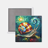 Lebendig Farbige Impasto Whimsical Schnecke Magnet (Vorderseite/Rückseite)