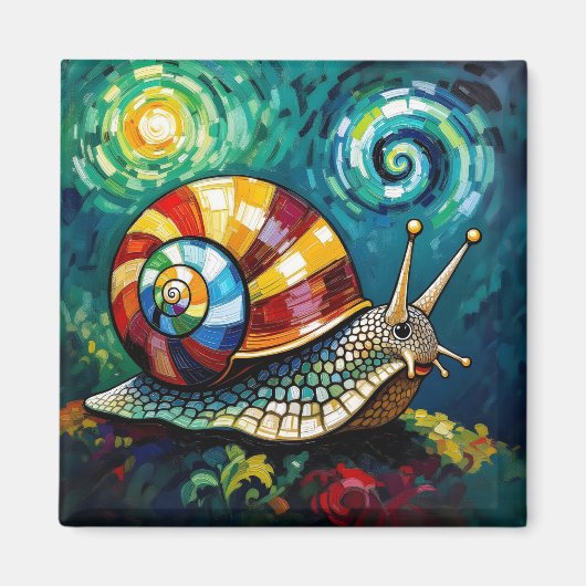 Lebendig Farbige Impasto Whimsical Schnecke Magnet (Vorne)
