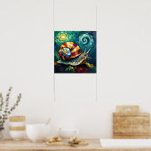 Lebendig Farbige Impasto Whimsical Schnecke Poster (Küche)