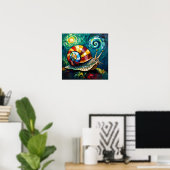 Lebendig Farbige Impasto Whimsical Schnecke Poster (Heimbüro)