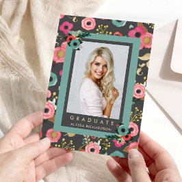 lebendig | Foto Graduation Party Einladung Grau