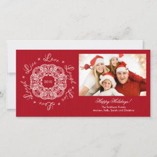 Lebendig Lieben Lachen Vintage-Ornament Weihnachts Feiertagskarte
