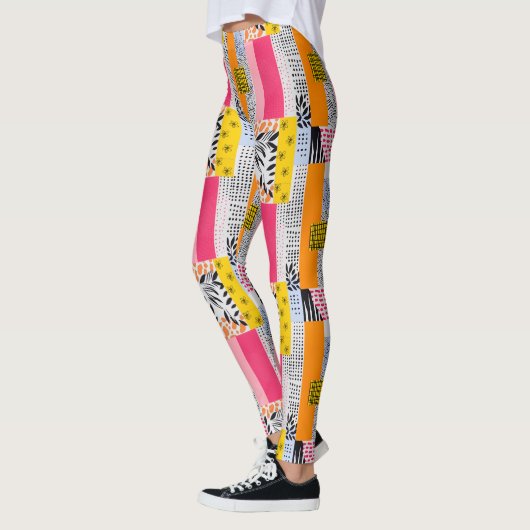 Lebendig rosa gelbgelb Abstrakt Leggings (Links)