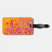 Lebendig rosa Orange Abstrakt floral Personalisier Gepäckanhänger (Rückseite horizontal)