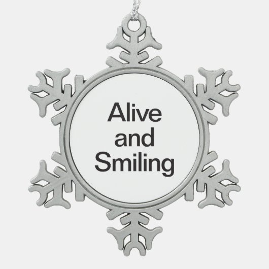 lebendig und lächelnd schneeflocken Zinn-Ornament (Vorderseite)