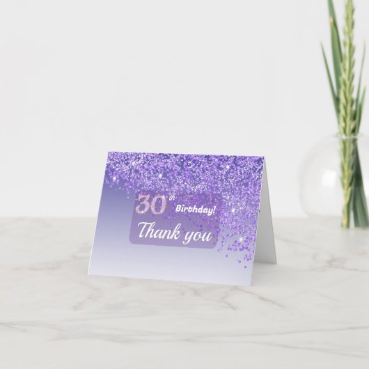 Lebendige 30. Geburtstag Lila Glitter Danke (Vorderseite)