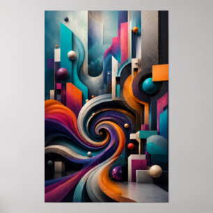 Lebendige 3D-Abstrakte Spiral-Wandkunst Poster
