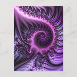 Lebendige abstrakte coole pink lila Fraktal-Kunst Postkarte