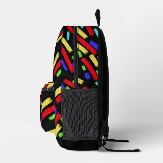 Lebendige Abstrakte Crayon Lines Bold Artistic Bedruckter Rucksack (Rechts)