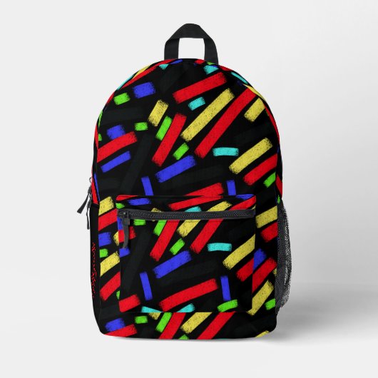 Lebendige Abstrakte Crayon Lines Bold Artistic Bedruckter Rucksack (Vorderseite)