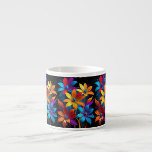Lebendige abstrakte farbenfrohe Blumenkunst-32908 Espressotasse