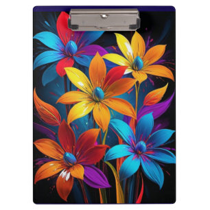Lebendige abstrakte farbenfrohe Blumenkunst-32908 Klemmbrett
