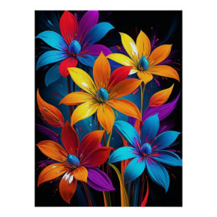 Lebendige abstrakte farbenfrohe Blumenkunst-32908 Poster