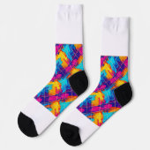 Lebendige abstrakte Farbspritzer-Socken Socken (Linkes Detail)